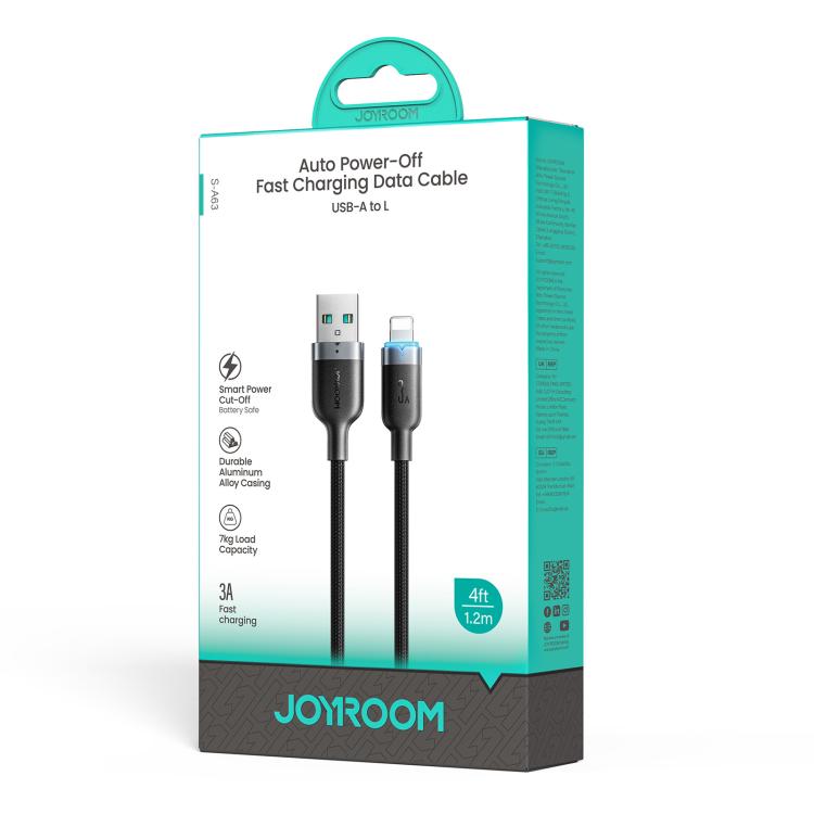 JOYROOM S-A63 StarWay 系列 1.2m 3A USB-A 轉 8 Pin 自動斷電快充數據線，USB-A 轉 8 Pin