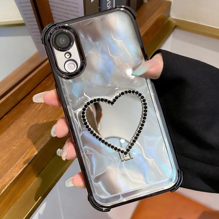 心形鏡面電鍍 TPU + 壓克力手機殼附支架，適用於 iPhone XR、iPhone XS Max