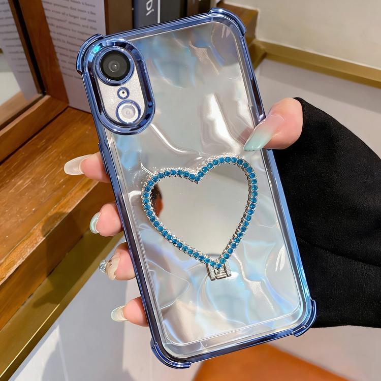 心形鏡面電鍍 TPU + 壓克力手機殼附支架，適用於 iPhone XR、iPhone XS Max