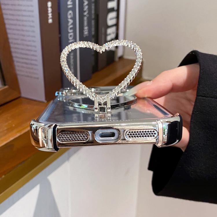 心形鏡面電鍍 TPU + 壓克力手機殼附支架，適用於 iPhone XR、iPhone XS Max