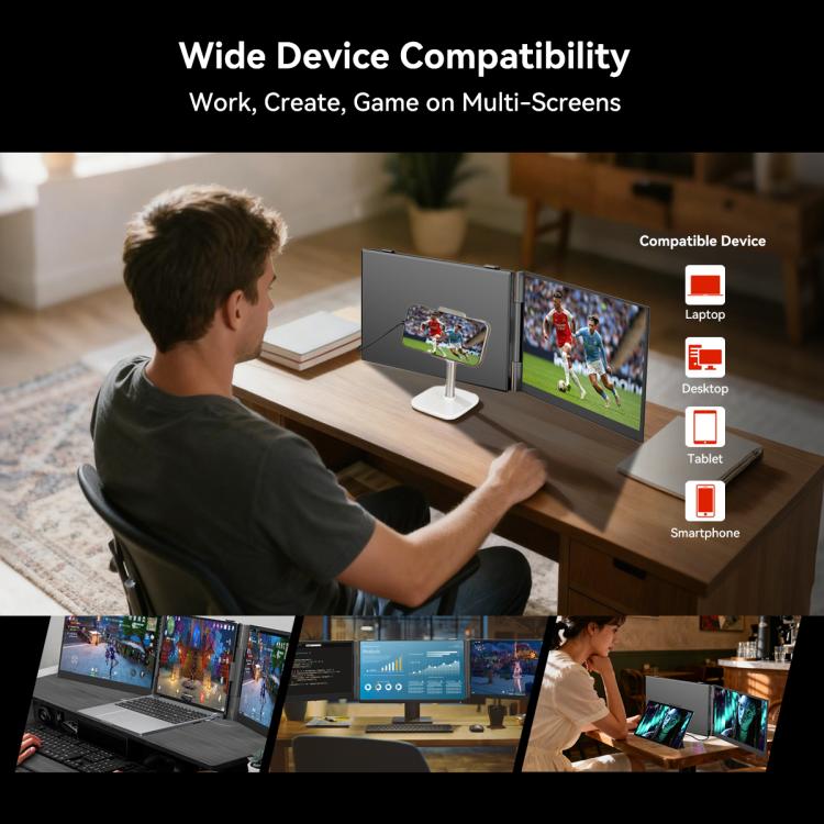 Blackview DCM6 14 吋雙螢幕便攜式筆記型電腦擴充顯示器含支架，DCM6