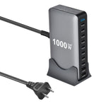YMX-1000W 1000W 8 個 Type-C 埠及 2 個 USB 共 10 埠數位顯示多功能充電器，澳規插頭、歐規插頭、英規插頭、美規插頭