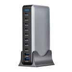 YMX-1000W 1000W 8 個 Type-C 埠及 2 個 USB 共 10 埠數位顯示多功能充電器，澳規插頭、歐規插頭、英規插頭、美規插頭