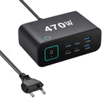 YMX-615-LCD470W 4 個 Type-C 及 2 個 USB 470W GaN 多功能充電器，澳規插頭、歐規插頭、英規插頭、美規插頭
