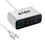 YMX-615-LCD470W 4 個 Type-C 及 2 個 USB 470W GaN 多功能充電器，澳規插頭、歐規插頭、英規插頭、美規插頭