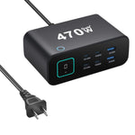 YMX-615-LCD470W 4 個 Type-C 及 2 個 USB 470W GaN 多功能充電器，澳規插頭、歐規插頭、英規插頭、美規插頭