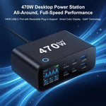 YMX-615-LCD470W 4 個 Type-C 及 2 個 USB 470W GaN 多功能充電器，澳規插頭、歐規插頭、英規插頭、美規插頭