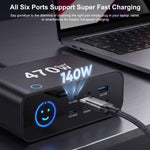 YMX-615-LCD470W 4 個 Type-C 及 2 個 USB 470W GaN 多功能充電器，澳規插頭、歐規插頭、英規插頭、美規插頭