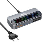 YMX-LCD405W 405W 3 個 Type-C 及 2 個 USB GaN 智能數位顯示多功能充電器，澳規插頭、歐規插頭、英規插頭、美規插頭