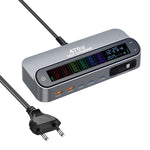 YMX-LCD470W 470W 3 個 Type-C 及 2 個 USB GaN 智能數位顯示多功能充電器，附 Type-C 可伸縮線，澳規插頭、歐規插頭、英規插頭、美規插頭