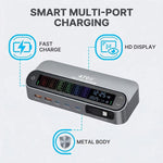 YMX-LCD470W 470W 3 個 Type-C 及 2 個 USB GaN 智能數位顯示多功能充電器，附 Type-C 可伸縮線，澳規插頭、歐規插頭、英規插頭、美規插頭