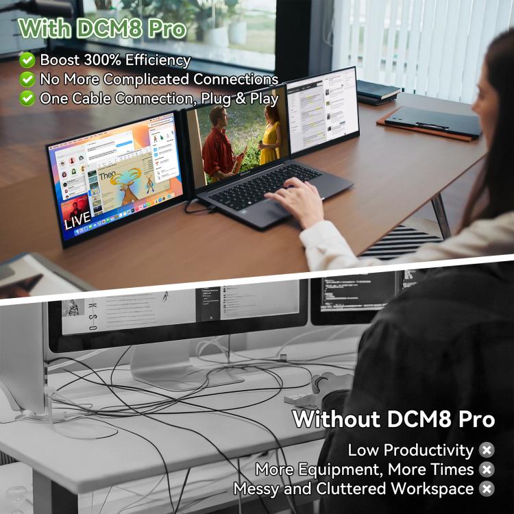 Blackview DCM8 Pro 15.3 吋雙螢幕便攜式擴充顯示器，適用 14-17.3 吋筆記型電腦