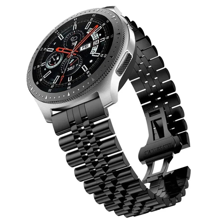 五珠鋼製替換錶帶，20mm 適用於 Samsung Galaxy Watch 3 41mm，22mm 適用於 Samsung Galaxy Watch 3 45mm，20mm 適用於 Amazfit GTR 2 / Amazfit GTR 47mm，22mm 適用於 Amazfit GTR 42mm，20mm 適用於 Huawei Watch GT 2 42mm