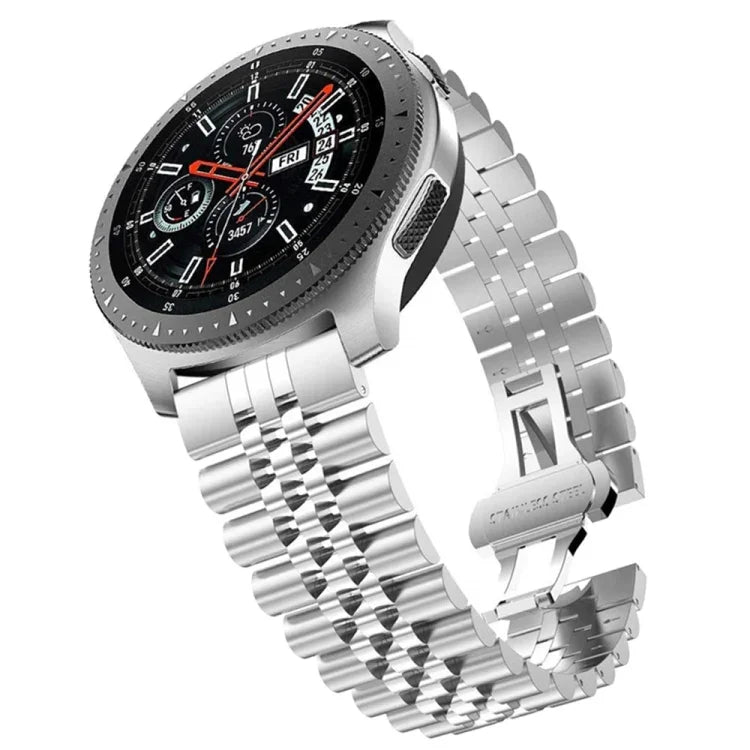 五珠鋼製替換錶帶，20mm 適用於 Samsung Galaxy Watch 3 41mm，22mm 適用於 Samsung Galaxy Watch 3 45mm，20mm 適用於 Amazfit GTR 2 / Amazfit GTR 47mm，22mm 適用於 Amazfit GTR 42mm，20mm 適用於 Huawei Watch GT 2 42mm