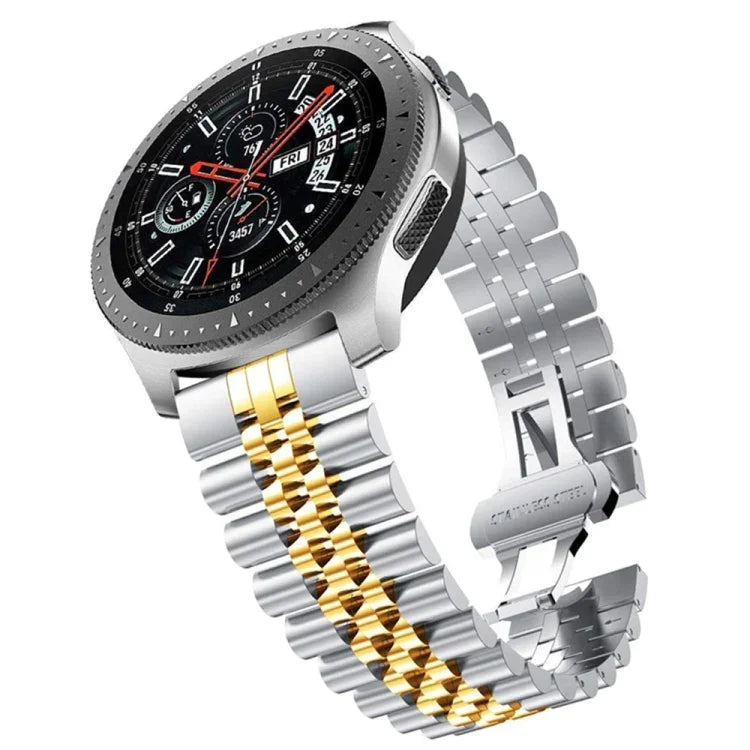 五珠鋼製替換錶帶，20mm 適用於 Samsung Galaxy Watch 3 41mm，22mm 適用於 Samsung Galaxy Watch 3 45mm，20mm 適用於 Amazfit GTR 2 / Amazfit GTR 47mm，22mm 適用於 Amazfit GTR 42mm，20mm 適用於 Huawei Watch GT 2 42mm