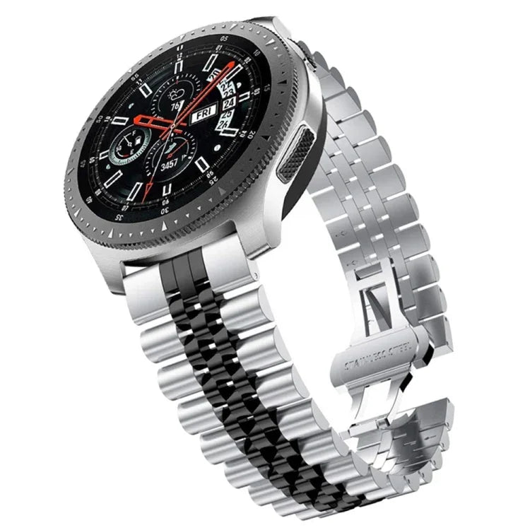 五珠鋼製替換錶帶，20mm 適用於 Samsung Galaxy Watch 3 41mm，22mm 適用於 Samsung Galaxy Watch 3 45mm，20mm 適用於 Amazfit GTR 2 / Amazfit GTR 47mm，22mm 適用於 Amazfit GTR 42mm，20mm 適用於 Huawei Watch GT 2 42mm