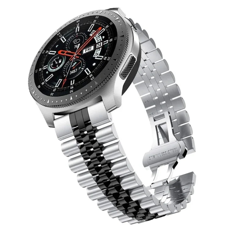 五珠鋼製替換錶帶，20mm 適用於 Samsung Galaxy Watch 3 41mm，22mm 適用於 Samsung Galaxy Watch 3 45mm，20mm 適用於 Amazfit GTR 2 / Amazfit GTR 47mm，22mm 適用於 Amazfit GTR 42mm，20mm 適用於 Huawei Watch GT 2 42mm