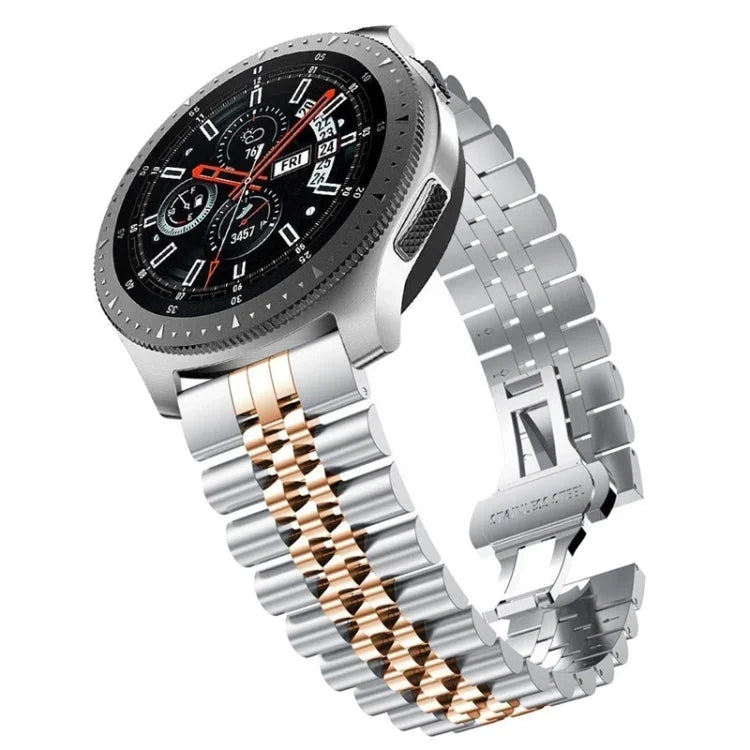 五珠鋼製替換錶帶，20mm 適用於 Samsung Galaxy Watch 3 41mm，22mm 適用於 Samsung Galaxy Watch 3 45mm，20mm 適用於 Amazfit GTR 2 / Amazfit GTR 47mm，22mm 適用於 Amazfit GTR 42mm，20mm 適用於 Huawei Watch GT 2 42mm
