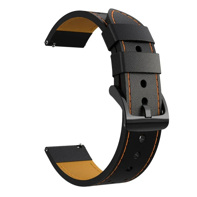 適用於 Samsung Galaxy Watch 3 45mm 圓孔線條真皮替換錶帶