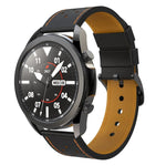 適用於 Samsung Galaxy Watch 3 45mm 圓孔線條真皮替換錶帶