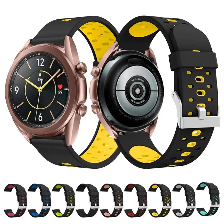 適用於 Samsung Galaxy Watch 3 41mm 三排孔矽膠替換錶帶，適用於 Samsung Galaxy Watch 3 41mm