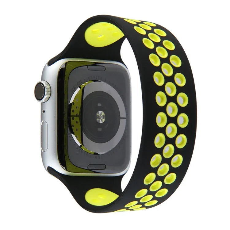 彈性矽膠錶帶，適用於 Apple Watch Series 6 & SE & 5 & 4 40mm / 3 & 2 & 1 38mm，135mm（黑黃）、135mm（黑灰）、150mm（紅黑）