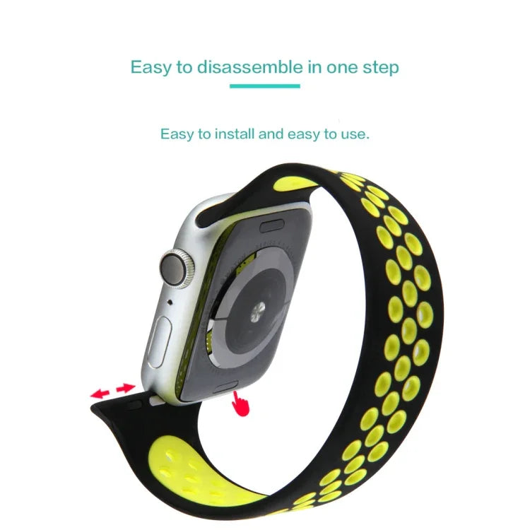 彈性矽膠錶帶，適用於 Apple Watch Series 6 & SE & 5 & 4 40mm / 3 & 2 & 1 38mm，135mm（黑黃）、135mm（黑灰）、150mm（紅黑）