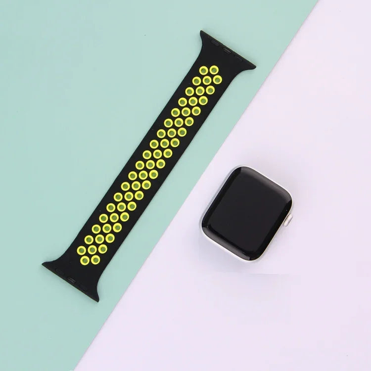 彈性矽膠錶帶，適用於 Apple Watch Series 6 & SE & 5 & 4 40mm / 3 & 2 & 1 38mm，135mm（黑黃）、135mm（黑灰）、150mm（紅黑）