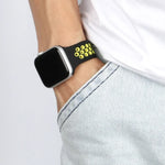 彈性矽膠錶帶，適用於 Apple Watch Series 6 & SE & 5 & 4 40mm / 3 & 2 & 1 38mm，135mm（黑黃）、135mm（黑灰）、150mm（紅黑）