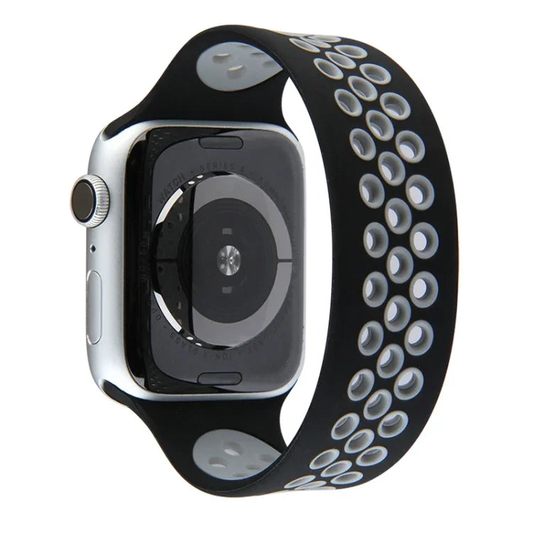 彈性矽膠錶帶，適用於 Apple Watch Series 6 & SE & 5 & 4 40mm / 3 & 2 & 1 38mm，135mm（黑黃）、135mm（黑灰）、150mm（紅黑）