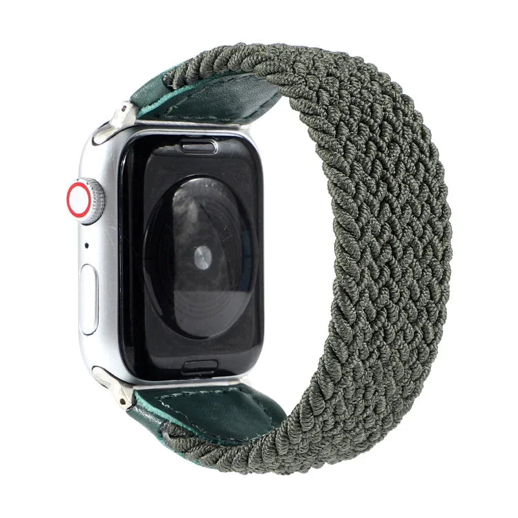 尼龍 + 皮革編織錶帶，適用於 Apple Watch Series 6 & SE & 5 & 4 40mm / 3 & 2 & 1 38mm，S, M, L