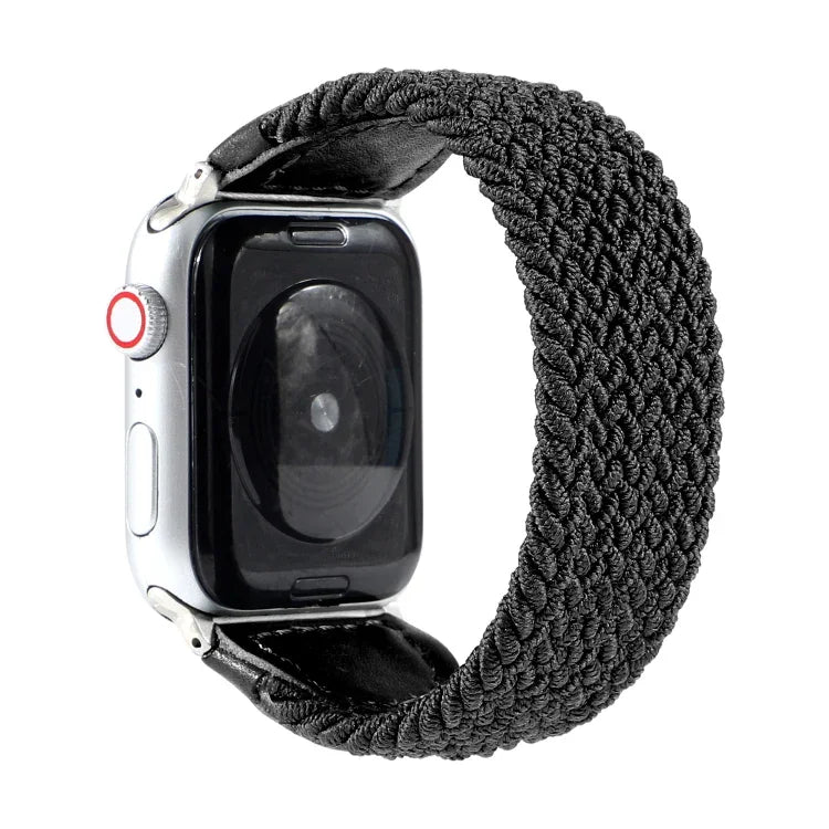 尼龍 + 皮革編織錶帶，適用於 Apple Watch Series 6 & SE & 5 & 4 44mm / 3 & 2 & 1 42mm，S, M, L