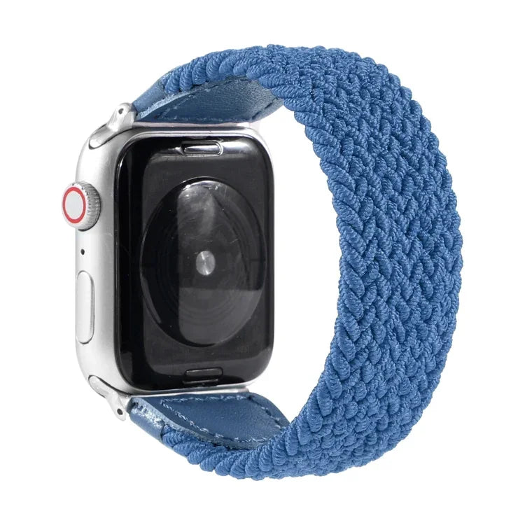 尼龍 + 皮革編織錶帶，適用於 Apple Watch Series 6 & SE & 5 & 4 44mm / 3 & 2 & 1 42mm，S, M, L