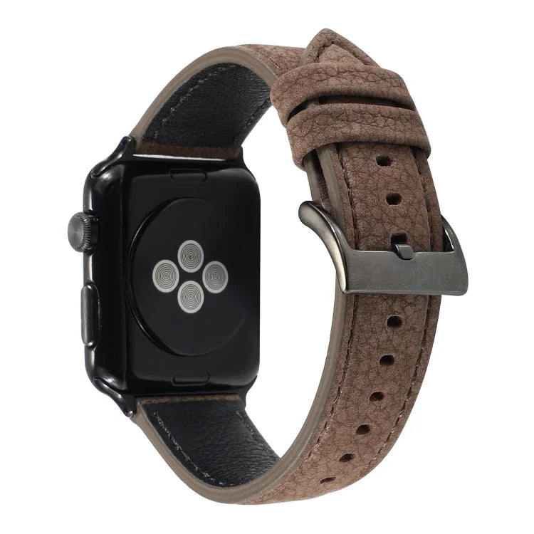 荔枝紋真皮錶帶 適用於 Apple Watch Series 6 & SE & 5 & 4 40mm / 3 & 2 & 1 38mm，適用於 Apple Watch Series 7 41mm / 6 & SE & 5 & 4 40mm / 3 & 2 & 1 38mm