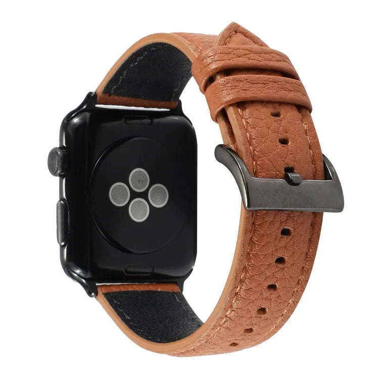 荔枝紋真皮錶帶 適用於 Apple Watch Series 6 & SE & 5 & 4 44mm / 3 & 2 & 1 42mm，適用於 Apple Watch Series 7 45mm / 6 & SE & 5 & 4 44mm / 3 & 2 & 1 42mm