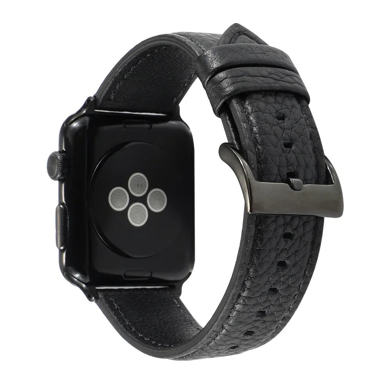 荔枝紋真皮錶帶 適用於 Apple Watch Series 6 & SE & 5 & 4 44mm / 3 & 2 & 1 42mm，適用於 Apple Watch Series 7 45mm / 6 & SE & 5 & 4 44mm / 3 & 2 & 1 42mm