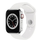 編織紋矽膠按扣錶帶 適用於 Apple Watch Series 6 & SE & 5 & 4 40mm / 3 & 2 & 1 38mm，適用於 Apple Watch Series 7 41mm / 6 & SE & 5 & 4 40mm / 3 & 2 & 1 38mm，適用於 Apple Watch Series 8&7 41mm / SE 2&6&SE&5&4 40mm / 3&2&1 38mm