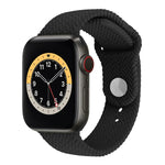 編織紋矽膠按扣錶帶 適用於 Apple Watch Series 6 & SE & 5 & 4 40mm / 3 & 2 & 1 38mm，適用於 Apple Watch Series 7 41mm / 6 & SE & 5 & 4 40mm / 3 & 2 & 1 38mm，適用於 Apple Watch Series 8&7 41mm / SE 2&6&SE&5&4 40mm / 3&2&1 38mm