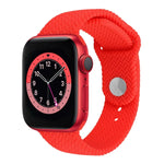 編織紋矽膠按扣錶帶 適用於 Apple Watch Series 6 & SE & 5 & 4 40mm / 3 & 2 & 1 38mm，適用於 Apple Watch Series 7 41mm / 6 & SE & 5 & 4 40mm / 3 & 2 & 1 38mm，適用於 Apple Watch Series 8&7 41mm / SE 2&6&SE&5&4 40mm / 3&2&1 38mm