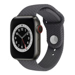 編織紋矽膠按扣錶帶 適用於 Apple Watch Series 6 & SE & 5 & 4 40mm / 3 & 2 & 1 38mm，適用於 Apple Watch Series 7 41mm / 6 & SE & 5 & 4 40mm / 3 & 2 & 1 38mm，適用於 Apple Watch Series 8&7 41mm / SE 2&6&SE&5&4 40mm / 3&2&1 38mm