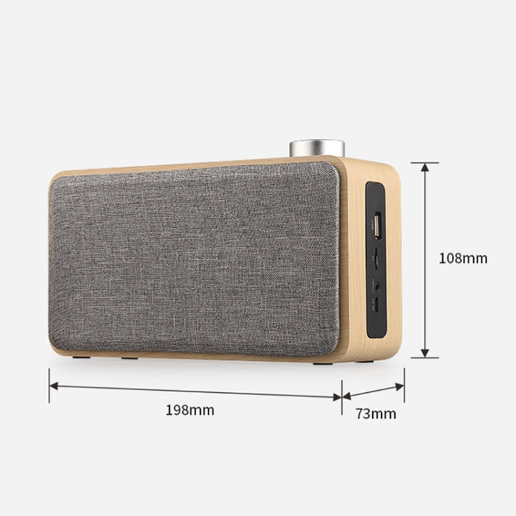 W5A 重低音布面木質觸控藍牙喇叭，支援 TF 卡、U 盤及 3.5mm AUX，胡桃木，黃木