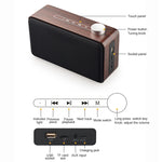 W5A 重低音布面木質觸控藍牙喇叭，支援 TF 卡、U 盤及 3.5mm AUX，胡桃木，黃木