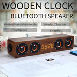 W8C 木質時鐘重低音藍牙喇叭，支援 TF 卡、U 盤及 3.5mm AUX