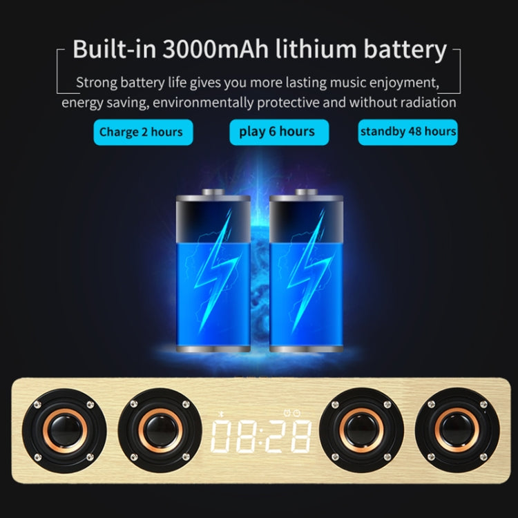 W8C 木質時鐘重低音藍牙喇叭，支援 TF 卡、U 盤及 3.5mm AUX