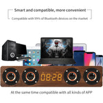 W8C 木質時鐘重低音藍牙喇叭，支援 TF 卡、U 盤及 3.5mm AUX