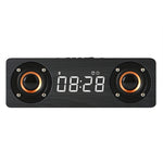 M5C 重低音木質時鐘藍牙 4.2 喇叭，支援 TF 卡、3.5mm AUX 及 FM 收音機