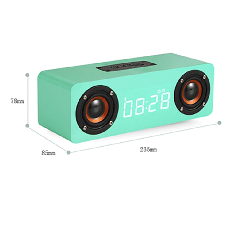 M5C 重低音木質時鐘藍牙 4.2 喇叭，支援 TF 卡、3.5mm AUX 及 FM 收音機