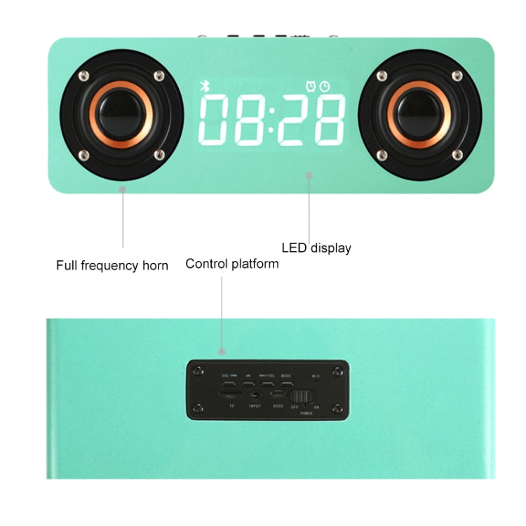 M5C 重低音木質時鐘藍牙 4.2 喇叭，支援 TF 卡、3.5mm AUX 及 FM 收音機