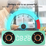 M5C 重低音木質時鐘藍牙 4.2 喇叭，支援 TF 卡、3.5mm AUX 及 FM 收音機