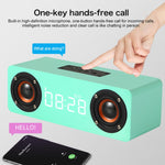 M5C 重低音木質時鐘藍牙 4.2 喇叭，支援 TF 卡、3.5mm AUX 及 FM 收音機